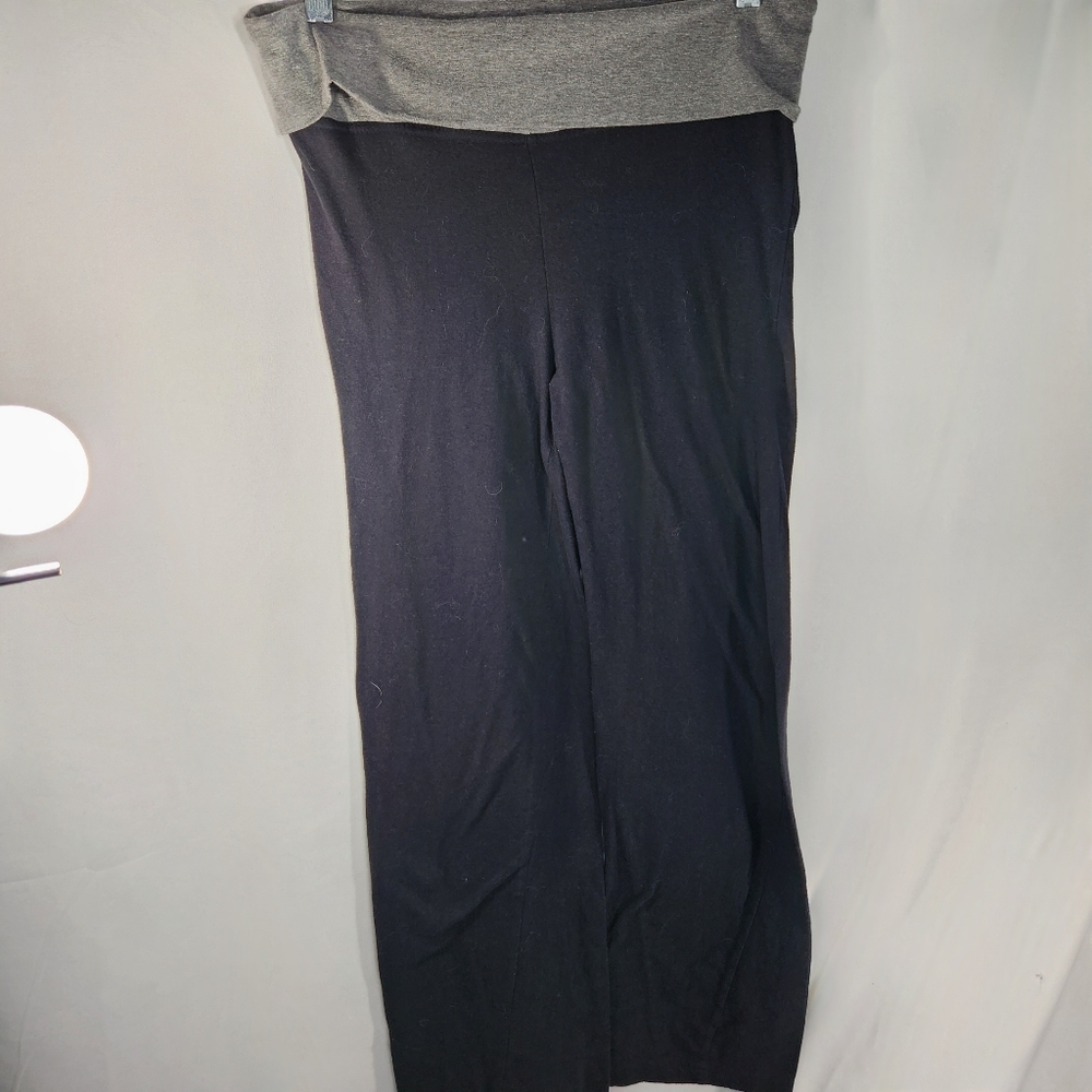 Emerald Life Active Black w/ Grey Fold Over Waistband Workout Pants Size Medium